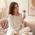 550ml.Adorable Bear & Piano Print Stainless Steel Tumbler. keeps hot & cold
