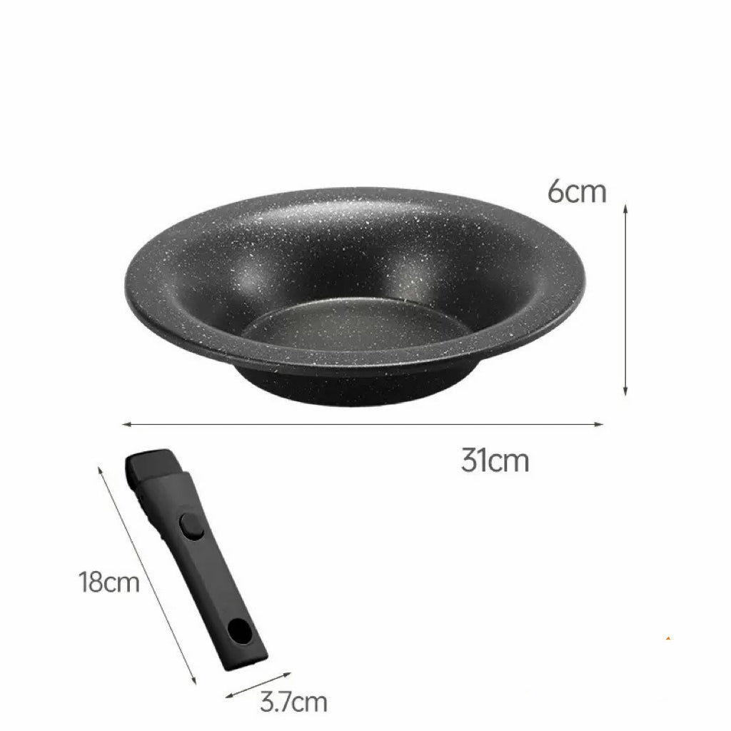 Poêle coréenne antiadhésive à revêtement céramique multifonction, poignée amovible, compatible induction et gaz